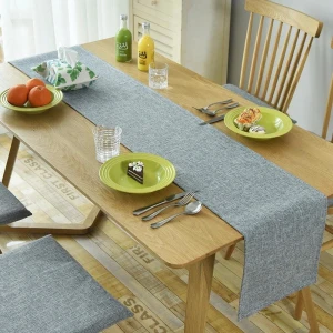 Korean-Japanese-style solid color pastoral hemp cotton printing coffee table dining table table runner