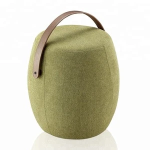LA-23 Modern home newest furniture portable round bucket shape fabric ottoman stool with wood  handle