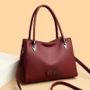 Ladies High Quality Soft Leather Shoulder Bag Fashion Casual Simple Solid Color Top Handling Bag Large Capacity Bag