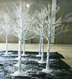 large big muslin bendable  white branch christmas plastic tree for christmas and wedding decoration