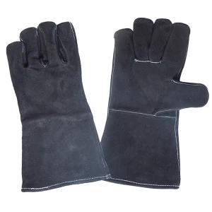 Leather welding gloves cow split leather working gloves 10"