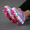 led 2 wheels roller skating shoes , liggt up roller shoes for boy with retractable wheels