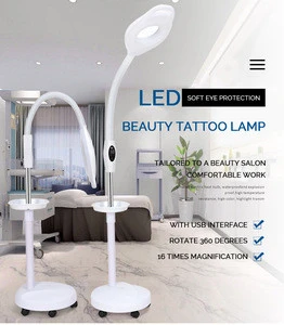 LED beauty salon soft light with storage tray facial skin inspection magnifying lamp