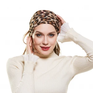 Leopard Print Headband for Women European American Soft Exercise Yoga Elastic Hair Bands Flower Hair Accessories