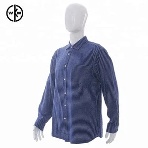 Linen cotton mens striped long sleeve casual shirt