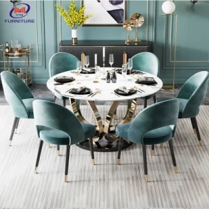 Living Room Thicken Luxury Modern Marble Top Stainless Steel Dining Tables Sets