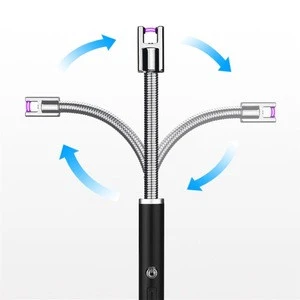 Long Handle 360 Degree Flexible Neck BBQ Lighter USB Rechargeable Windproof Lighters With LED Battery Indicator