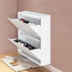 LONGLI OFFICE FURNITURE Large steel shoe cabinet 2 drawers metal flip shoes cabinet home entrance use