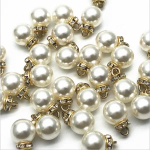 LONGYAO   Round White Pearl Beads Loose Garment Scrapbook Beads Jewelry Making Crafts