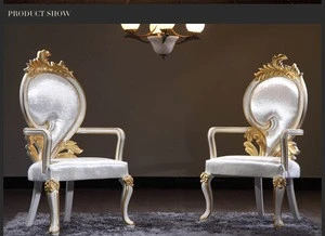 Luxury hand carved baroque armchair Promotional Restaurant Chair /Rattan ASH Wood Dining Armchair/Chinese Dining Chair