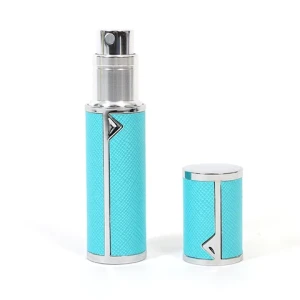 Luxury Leather Travel 5ml Mini Empty Round Aluminum Perfume bottle Bottom filled atomizer spray