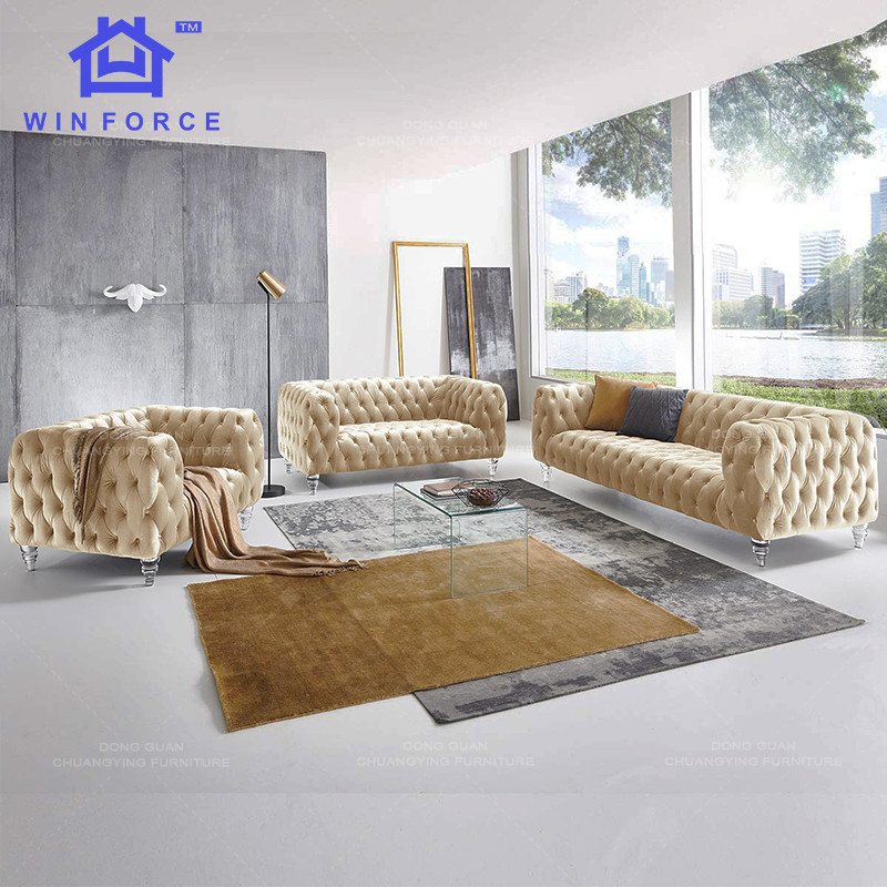 Buy Luxury Modern Fabric Living Room Sofa Furniture 3 Seater Velvet ...