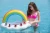 LXY-082 Inflatable Rainbow Cloud Drink Holder, Floating Beach Cup Holder Water Fun Decorations Toys for Kids Adults