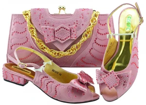 Made F.PINK colours Rhinestones Shoes And Bag Set 3.5cm Heel Women Shoes Dress Pumps Bridal Wedding Shoes High Heels