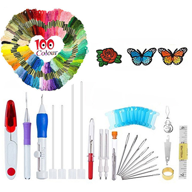 Buy Magic Patterns Punch Needle Kit Craft Tool Logo Embroidery Kit Diy ...
