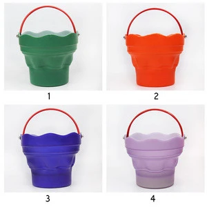 MeeTee Functional paint brush bucket art painting Silica gel fold washing bucket of pen drawing clean bucket Art Supplies H-J89