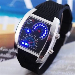 Mens Digital Watch Binary Time LED Display Waterproof Alloy Band Stopwatch Creative Sport Army Wristwatches