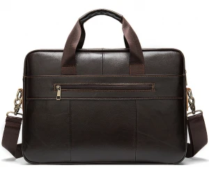 Men&#x27;s Full Grain Cowhide Genuine Leather Waterproof  Big Capacity Office Briefcase Laptop Bag