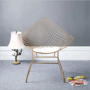 Metal Wire chair with seat cushion Dinning Chair