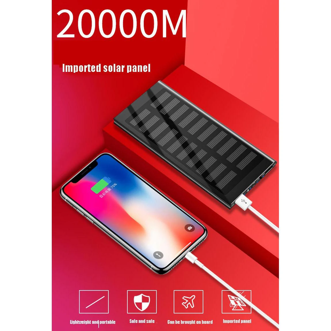 Mini Ultra-Thin Outdoor Large-Capacity Mobile Power Bank Pcb Board Bank 20000 5000 Mah Power Solar 50000