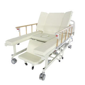 Modern 3 cranks 5 function manual recliner chair folding medical hospital bed with toilet MNB-05