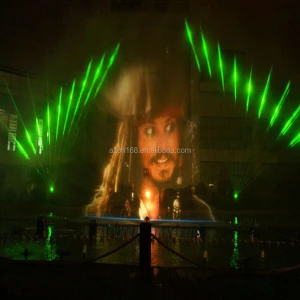 Modern Art Outdoor 3d Laser Water Screen Movie Fountain Show With High Definition Projector