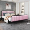 Modern Home Furniture Leather Cushion Golden Frame Bedroom Iron Bed