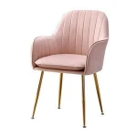Modern Nordic Velvet Gold Thread and Metal Paws Living Room Simple Office Armchair Dining Chair