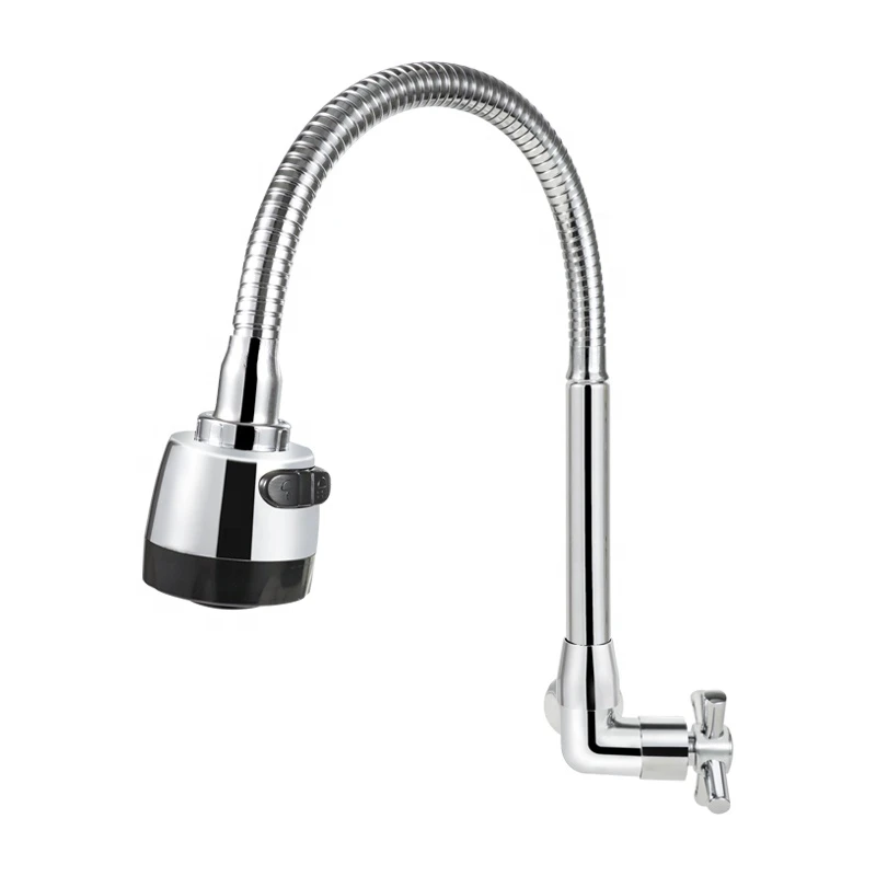 Modern Style Kitchen Faucets Chromium Plating Cross Handle Faucet Kitchen Sink Taps with S.S. soft spout