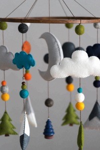Moutain  and cloud shape hanging  felt baby mobile nursery baby crib mobile for bed decoration
