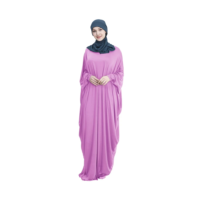 Multi-colored bat sleeve muslim robe new design muslim dress with hijab
