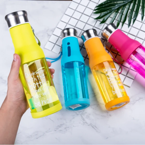 Multi-colors Sports Water Bottles With Custom Logo, 550ml/650ml Plastic Sports Bottle