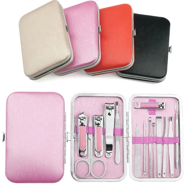 Multicolour 14 Pieces Set De Manicura 14pcs Manicure Pedicure kit Stainless Steel Nail Clippers Nail tool kit with Leather Case