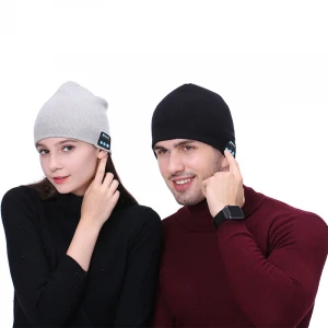 Music Unisex Hands-free Women Slouchy Bluetooth Beanie Winter Hats Wireless Earbuds Hat Custom Knit Cap with Bluetooth Earphone
