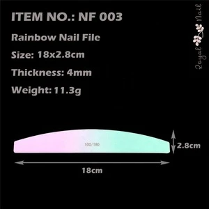Nail Salon Professional Half Moon Double Side Disposable Rainbow Nail File 100/180 Grit