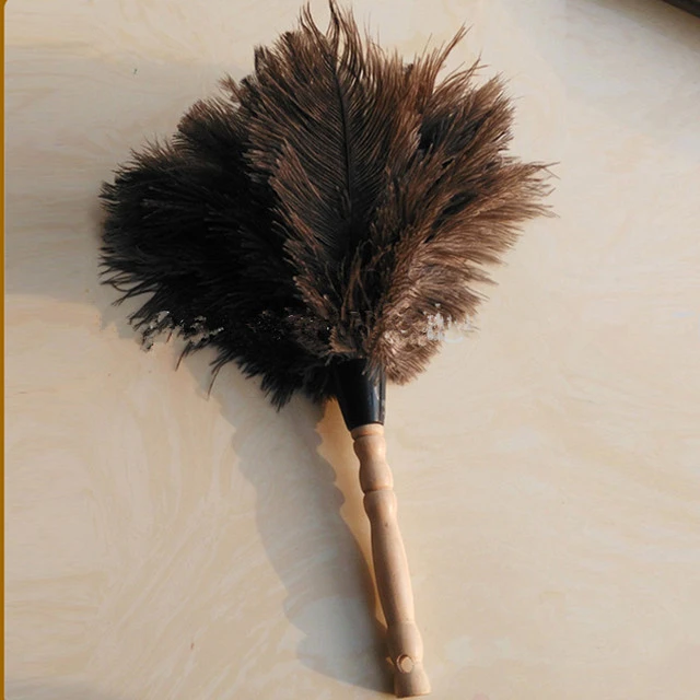 Natural colored household wood handle ostrich feather duster Made in china
