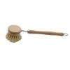 Natural wooden household kitchen cleaning tool long handle pot brush sisal bristles wood dish brush