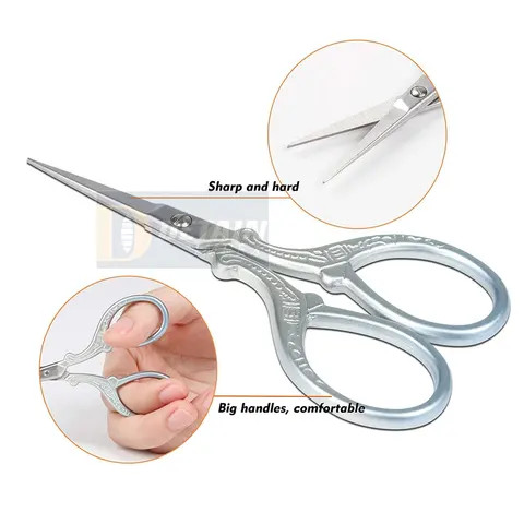 New Arrivals Silver Handle Nail Scissors Japanese Stainless Steel Stork Design Fancy Sharp scissors For sale