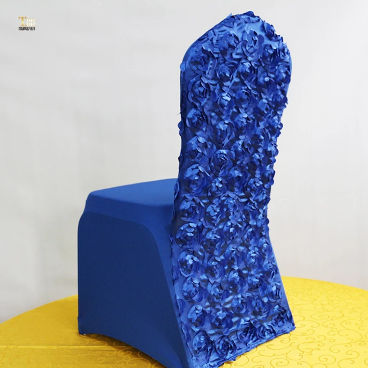 New design 3D rosette chair cover spandex wedding cover for hotel
