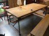 New design Iron art solid wood dining table