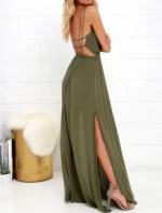new fashion women blank olive green rayon maxi long dress