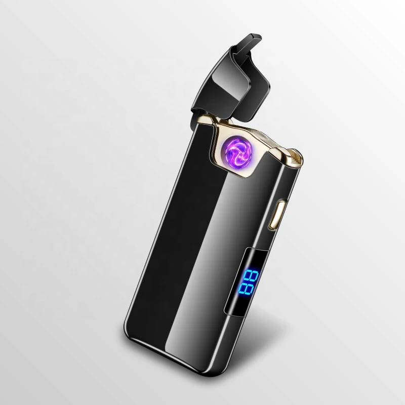 New Innovative Circular Arc LED Battery Indicator Windproof Lighter Smoking Set