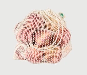 New style eco high quality food organic muslin net pouch produce,fruit vegetable reusable cotton net mesh shopping bag