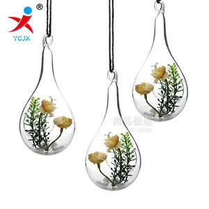 new style hanging glass vase ceiling drop ball water shape flower vase