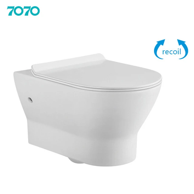 New Style Rimless Ceramic Bathroom Wall Hung Toilet  Set Water Closet With Thin Seat Cover