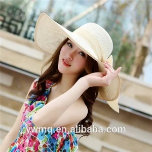 New Women Beach Hat Lady Cap Wide Brim Floppy Fold Summer Sun Women Straw Hat