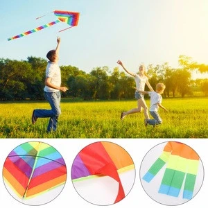 Newest 1Pcs Rainbow Kite Without Flying Tools Outdoor Fun Sports Kite Factory Children Triangle Color Kite Easy Fly