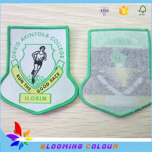 Newest die-cut shape customized woven patch embroidered badge for garment