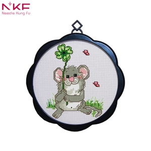 NKF Small Fram Animal Pattern 11CT 17*17cm Needlework Painting Cross Stitch Set for Embroidery Stamped Kits Home Decor