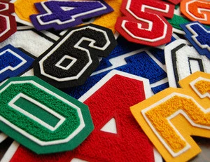 No minimum custom iron on embroidered letter towel chenille patches